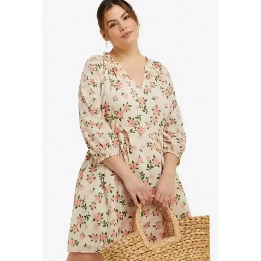 Draper James Kellie Babydoll in Floral Magnolia Dress w/ Billowing Sleeves | L - Picture 2 of 15